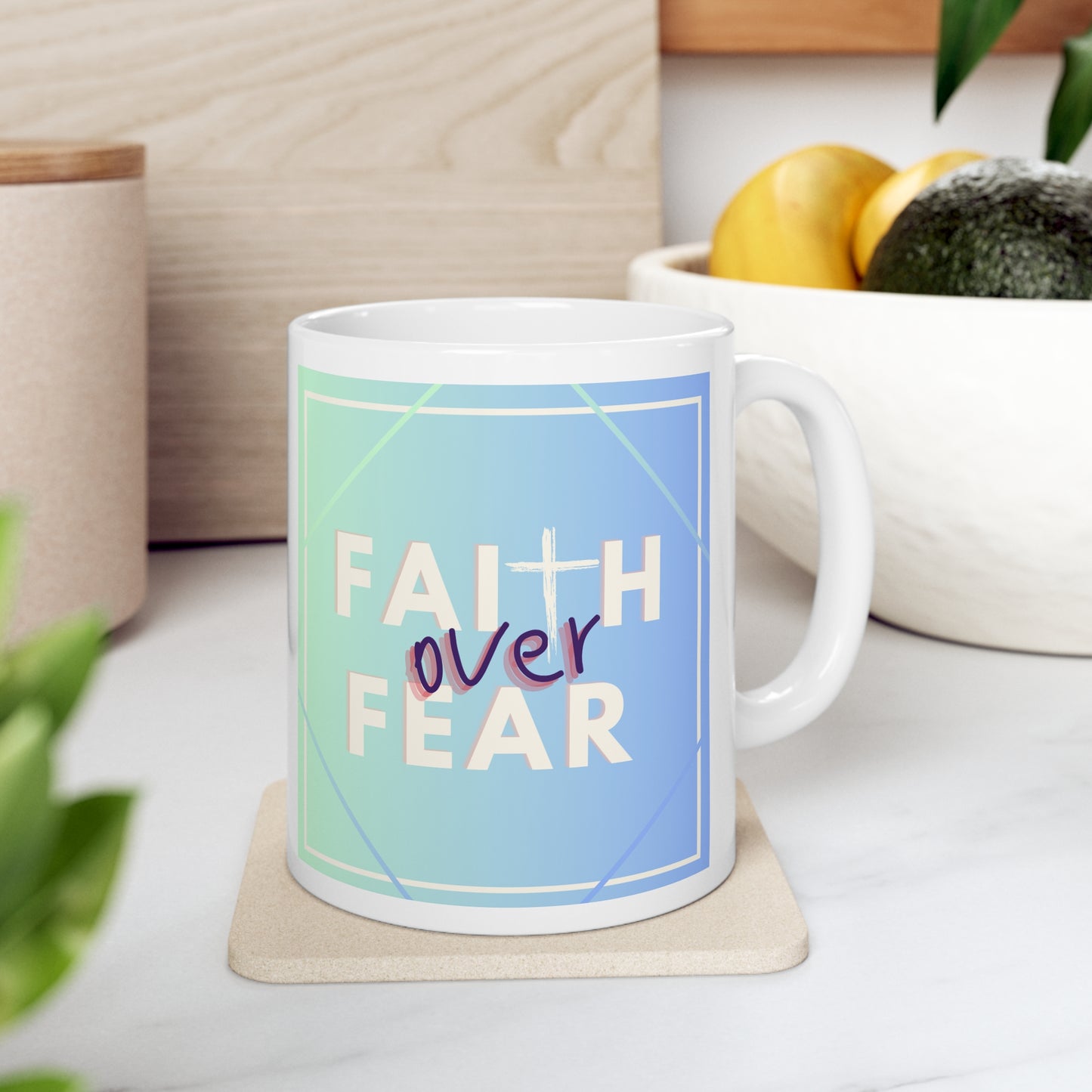 Faith over Fear- Blue 11oz Mug