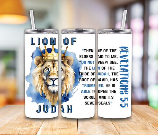 Lion of Judah- Blue 20oz Tumbler